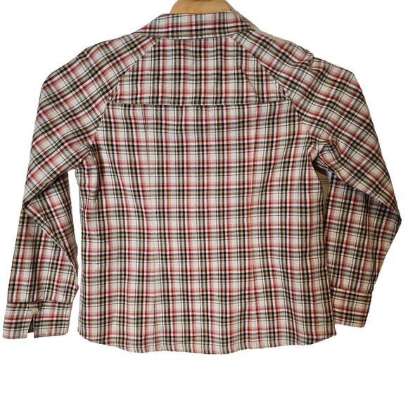 Pendleton Button Up Long Sleeve Shirt Size Large Women's Tan Red Plaid - Picture 3 of 5